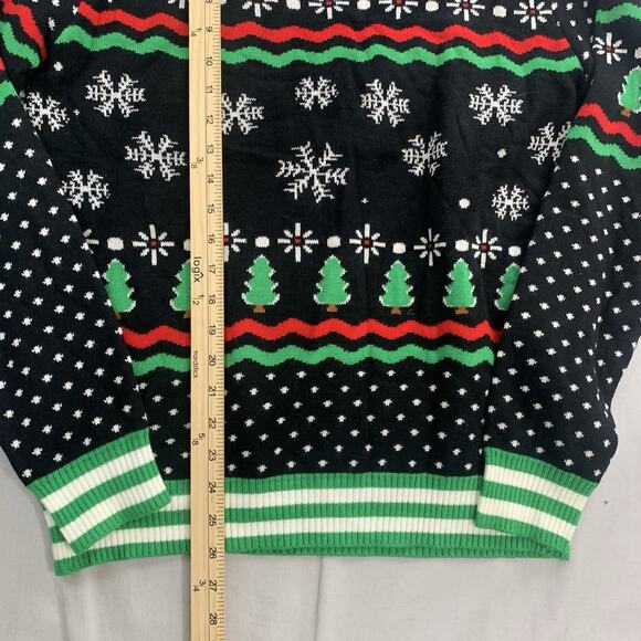 Tipsy Elves Ugly Christmas Sweater Size M T-Rex Black White Red Green Longsleeve - Picture 7 of 8